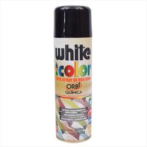 Tinta White Color Spray 340ml Preto brilhante 6692 Orbi Química