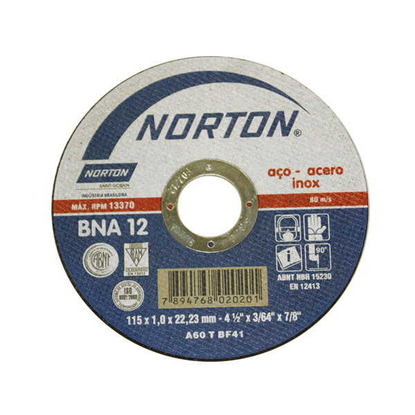 Disco de Corte para Aço Inox e Aço Carbono BNA12 115mm - Norton
