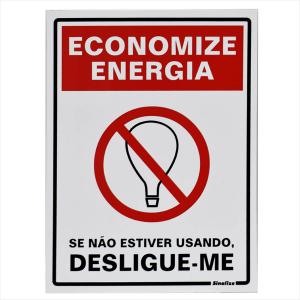 Placa em Poliestireno Economize energia 15x20cm Sinalize