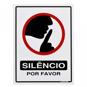 Placa em Poliestireno Silencio por favor 15x20cm Sinalize