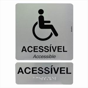 Placa de Alumínio Kit em Braille 15x15-6x15 Acessível Sinalize