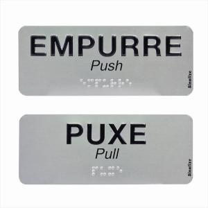 Placa de Alumínio Kit em Braille 15x15-6x15 Puxe ou Empurre Sinalize