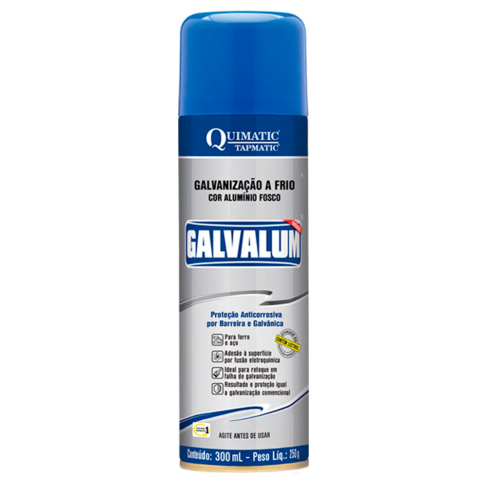 Spray GALVALUM Galvanização Aluminizada a Frio Aerossol DN1 300ml Quimatic Tapmatic